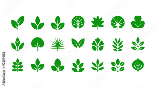 Colorful collection of cannabis leaf icons in various styles and orientations