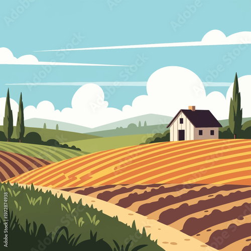 rural landscape with a farm