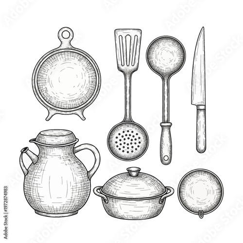 set of kitchen utensils