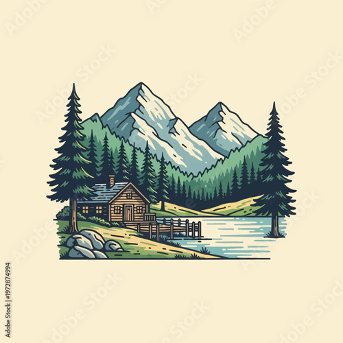 vector illustration of a mountain landscape