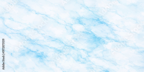 Blue sky and abstract watercolor background with white clouds and a soft winter snow texture creating a cold nature pattern in the summer air