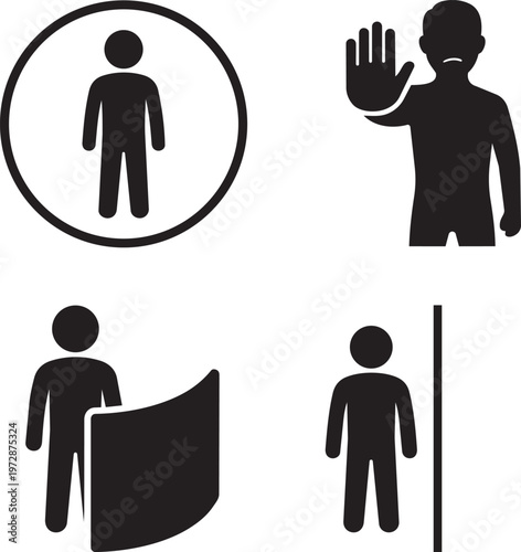 Personal Boundaries Protection and Privacy Minimal People Silhouette Vector Illustration Safety Concept