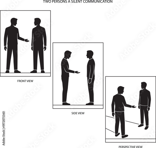 Silent Communication Gesture Interaction Minimal People Vector Illustration Nonverbal Communication Concept