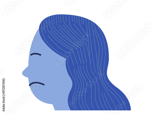 Melancholy in Blue: A somber depiction of a person lost in thought, their profile suggesting a mood of introspection and quiet sadness.
