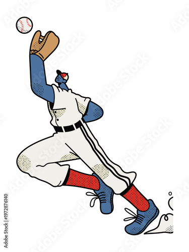 Baseball Catch: An illustration capturing the dynamic moment of a baseball player making a catch, emphasizing the focus, athleticism, and action of the game.