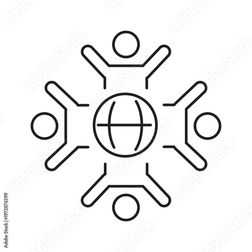 Cuadro en lienzo Global Community Line Icon,International Team Line Icon,World Unity People Line Icon,International Social Group Icon