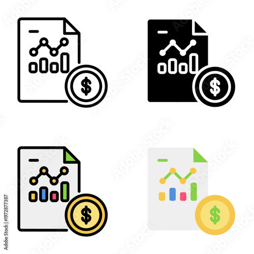 Report icon collection of various styles for design branding, print and digital media