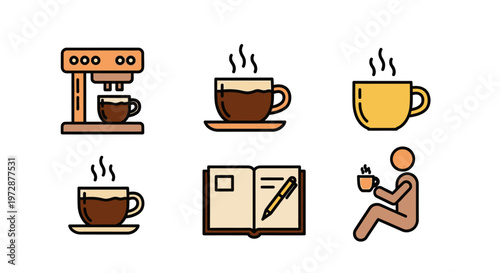 Brown coffee cup with steam rising.