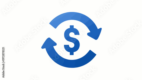 Refund and chargeback process icon with flat cobalt design