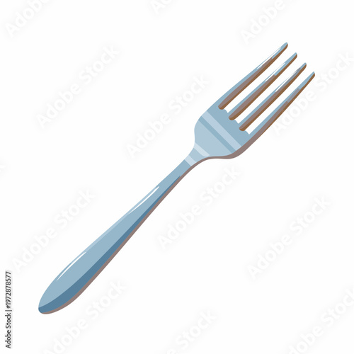 Silver metal fork illustration isolated on white background
