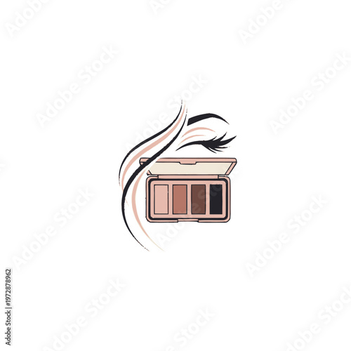 Elegant Eyeshadow Palette and Eyelash Illustration.