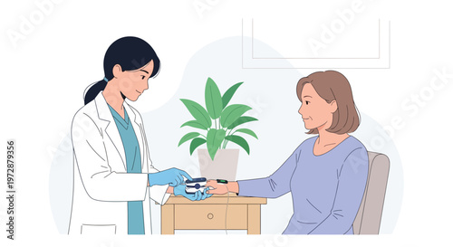 Doctor checks patient's oxygen saturation with pulse oximeter, healthcare concept