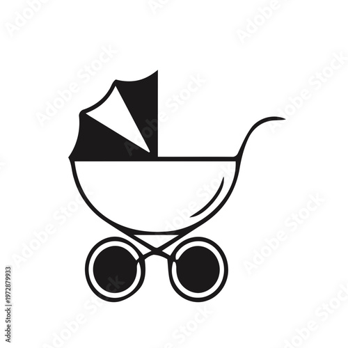 Minimalist Baby Stroller Icon Vector Illustration