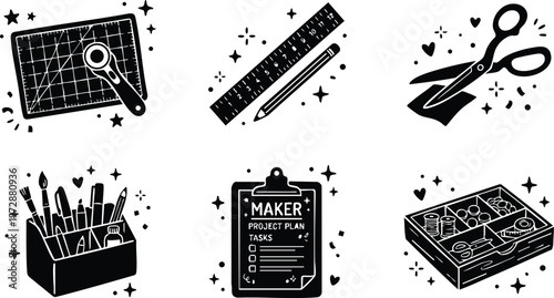 Sewing tools with project plan clipboard