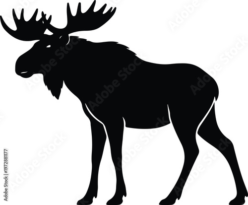 Silhouette of a majestic moose standing in profile view