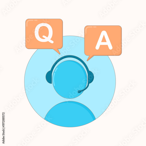 Q&A illustration with icons. Q&A concept in icon form.