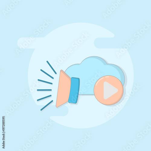 Illustration of online music storage and playback via cloud storage