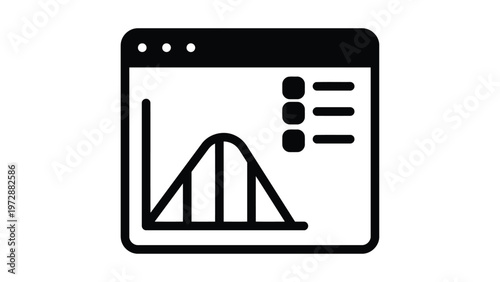 Graphical representation of a normal distribution curve in a browser window Vector