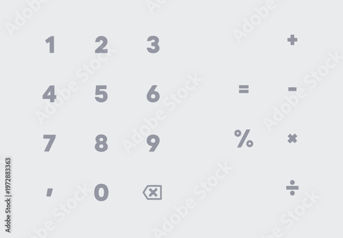 Minimalist Calculator Keypad Interface Icons Set