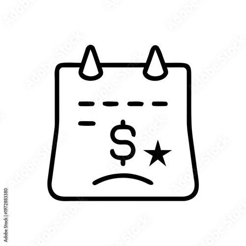 Financial Stress Calendar Icon with Dollar Sign and Star