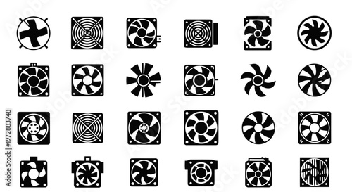 Set of Computer Cooling Fan Icons