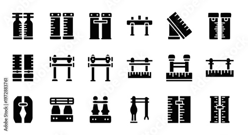 Set of Industrial Measurement and Precision Tool Icons