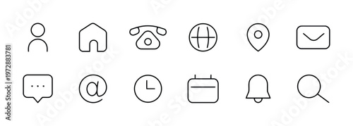 Set of Minimalist Thin Line Vector Icons for Web and Mobile Interface Design