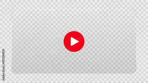 Red Play Button Icon on Transparent Background