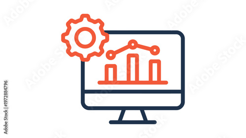 Analytical dashboard with performance metrics and settings gear icon Vector