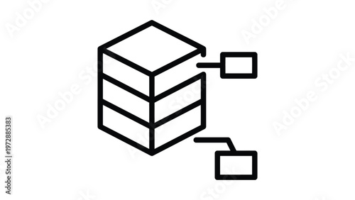 Illustration of a stack of servers with two connected devices Vector