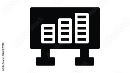 Computer monitor displaying three hard drives or servers in a rack setup Vector