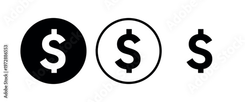 Set of Dollar Sign Icons in Different Styles