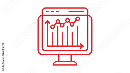 Computer screen displaying upward trending analytics and growth chart Vector