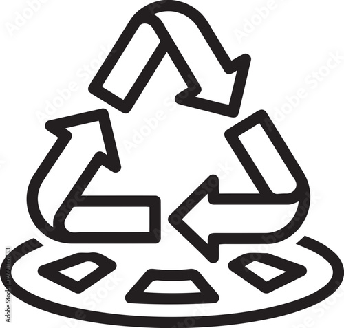 Recycle Symbol Icon on Circular Base
