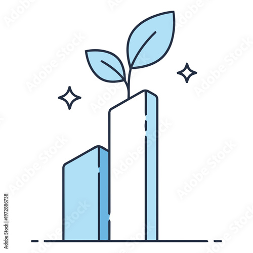 Sustainable Business Growth Concept with Plant Sprout and Bar Chart