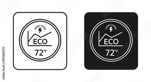 Eco Energy Saving Thermostat Icons Set
