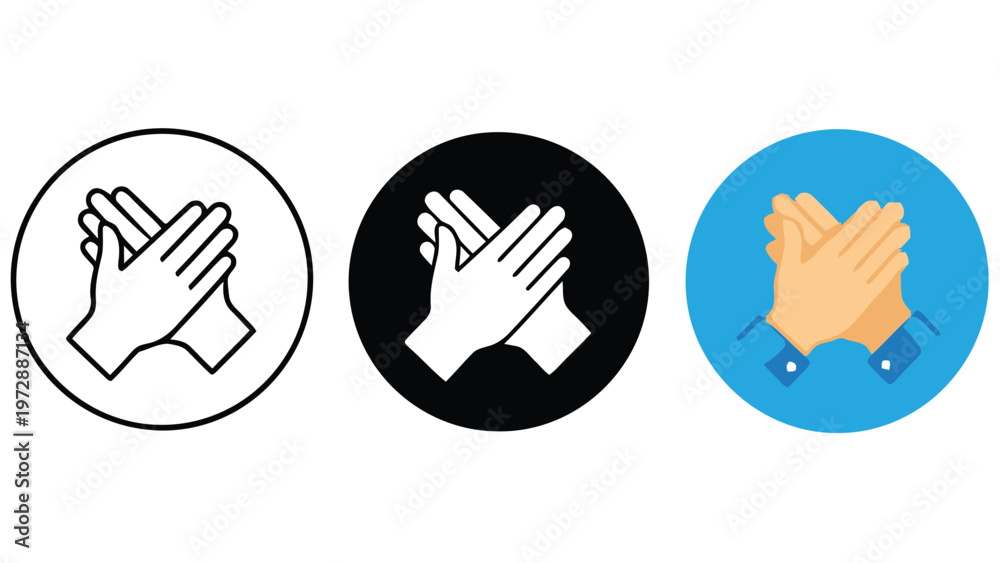 Obraz premium Clapping Hands Icon Set in Line, Solid, and Flat Styles