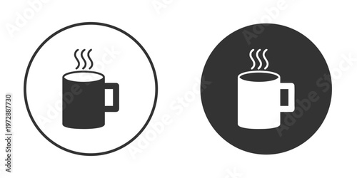 Set of Coffee Mug Icons in Circular Frames