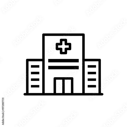 Minimalist Hospital Building Icon Vector Illustration