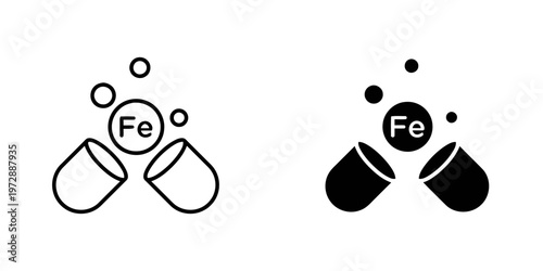 Iron Supplement Capsule Icon Set