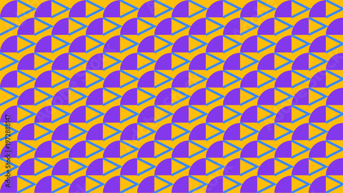 Geometric Delight: A vibrant and captivating geometric pattern bursts forth with its eye-catching arrangement of shapes and colors. Showcasing symmetry, form, and artistic flair.