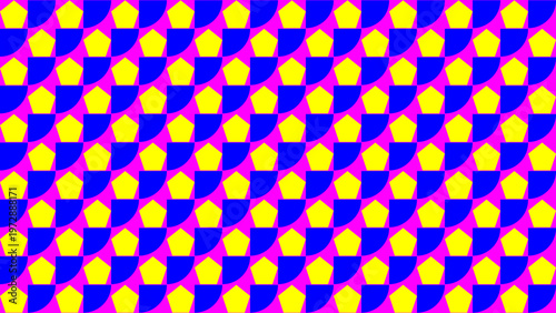 Geometric Symphony: A visually striking geometric design unfolds, showcasing a vibrant interplay of colors and shapes, where dynamic arrangements create a harmonious aesthetic.