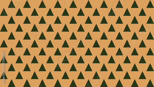 Geometric Pattern Harmony: An abstract design featuring a repeating pattern of green triangles, arranged meticulously against a warm, earthen background, representing balance and order. 