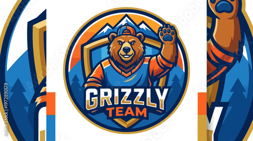 Grizzly bear sports team logo.