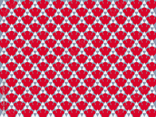 Geometric Floral Pattern: A vibrant geometric arrangement of stylized flowers, creating a visually captivating and symmetrical design. The repeating pattern offers a sense of order and artistic flair.