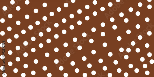 Seamless pattern of white polka dots on a rich brown background