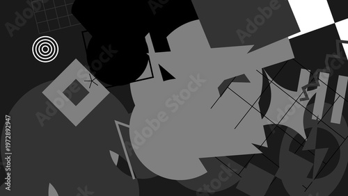 Geometric Abstraction: A captivating monochromatic composition of geometric shapes and forms, exploring contrast, texture, and visual interest, ideal for graphic design and artistic projects.