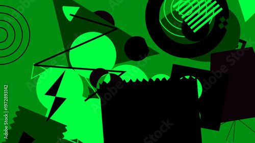 Abstract Geometric Composition: Dynamic interplay of shapes and colors create a bold and modern aesthetic, this visually arresting abstract artwork. 