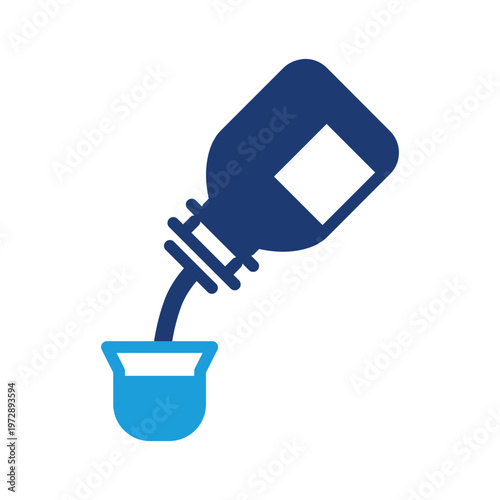syrup bottle pouring into dosage cup colored icon vector design good for web or mobile app