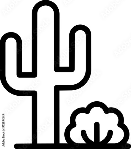 Black line art cactus plant.